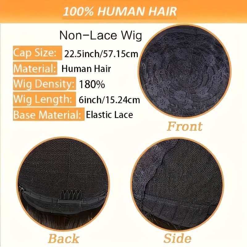 1Pc Black 15.24cm Fashion Design Wig