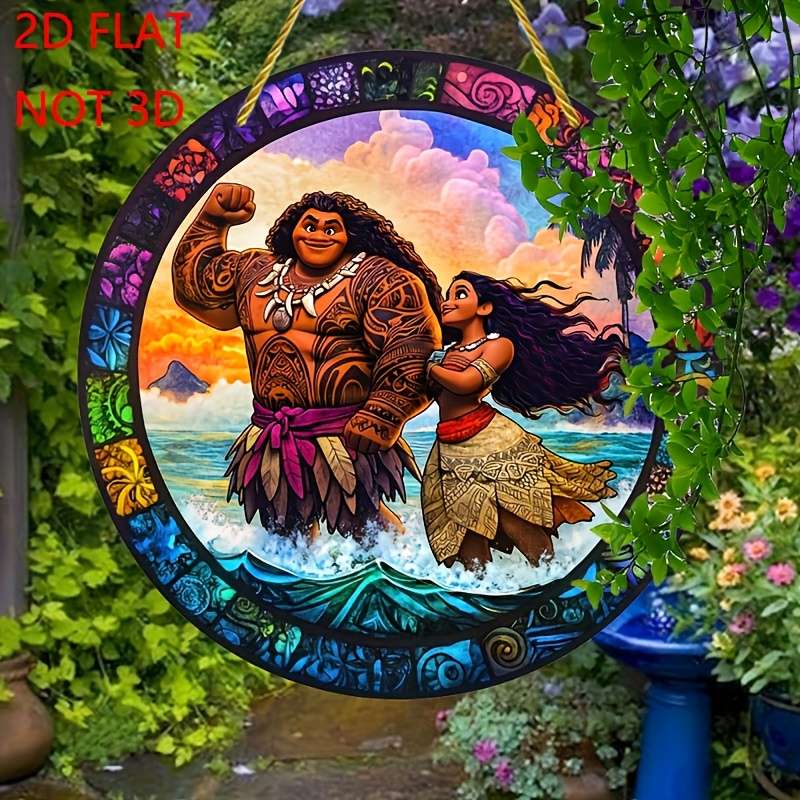 1pc 2D Flat   Disney Moana Tui Suncatcher Art Deco Style Acrylic Window Hanging Love Theme