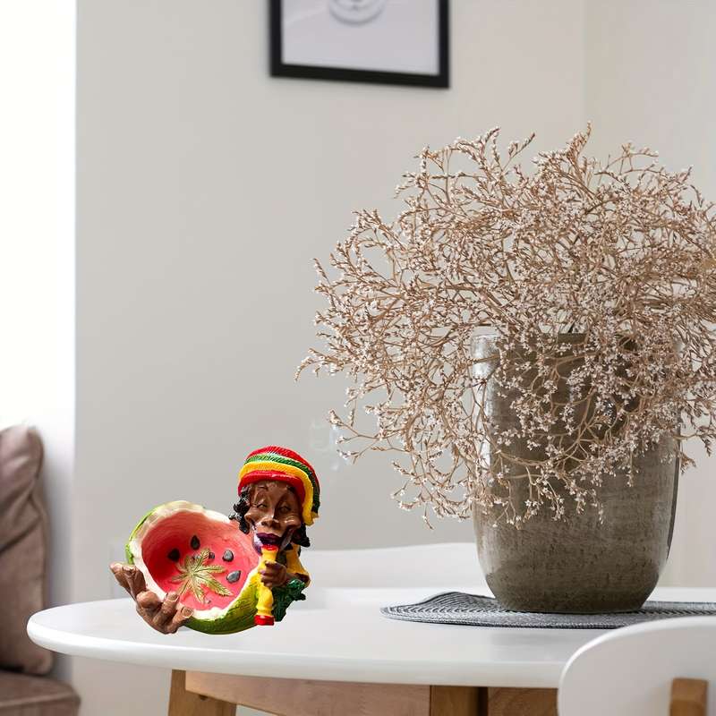 1pc Vibrant Jamaican-Themed Resin Ashtray with Floral Design Colorful Durable and Stylish f