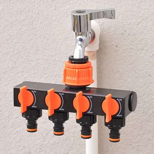 1pc Four-way Faucet Connector with Switch Garden Hose Splitter Water Faucet Hose Connector Hose Spli