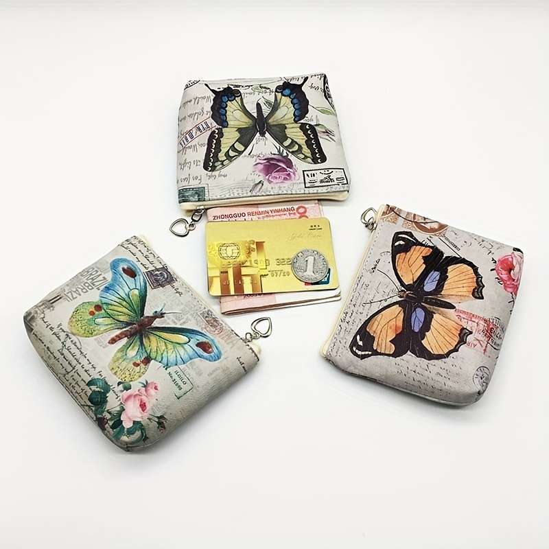1pc Vintage Butterfly Coin Purse Key Pouch Card Holder Women'S Wallet And Coin Bag.