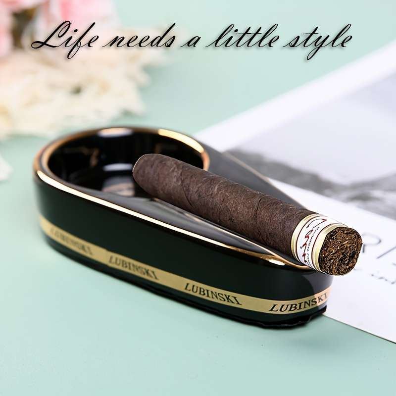 1pc Elegant Ceramic Cigar Ashtray Portable Creative Accessory for Smokers Ideal Living Room De