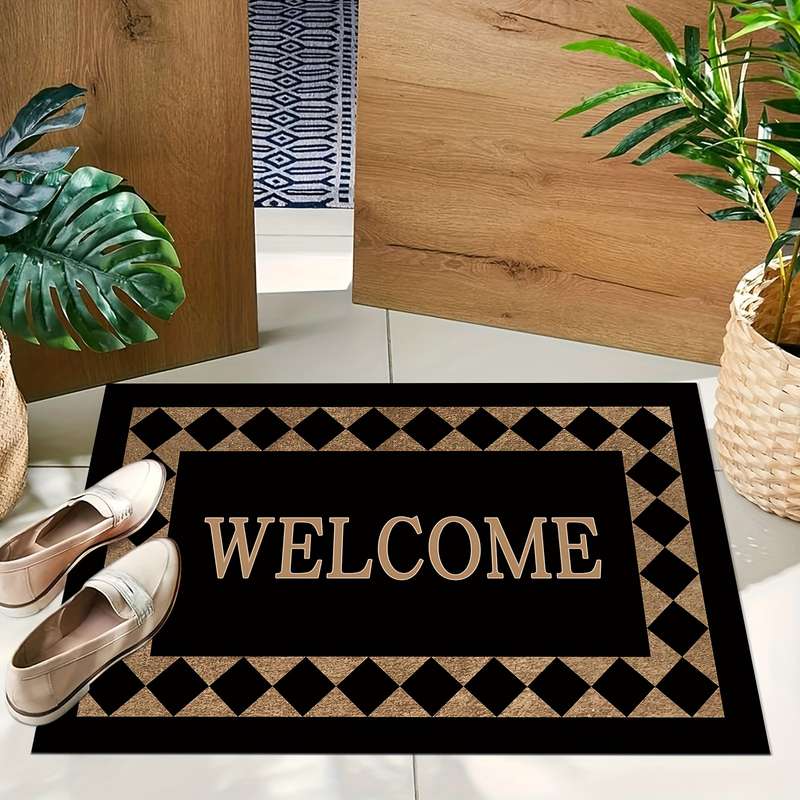 1Pc 40x60cm 15.7x23.6inch Light Luxury Plaid Floor Mat