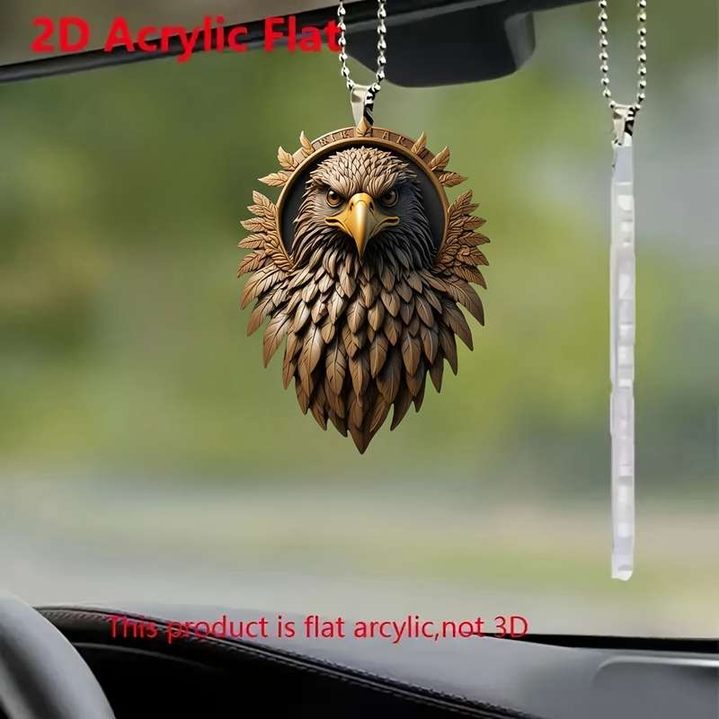 1pc 2D Flat    Acrylic Eagle Pendant Intricate Feather Design Car Hanging Ornament Bac