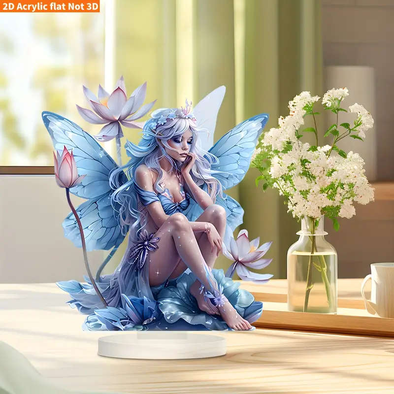1pc 2D Flat 2D Flat One Charming Fairy and for Lotus Acrylic Desktop Sign Very Suitable for Home Ca