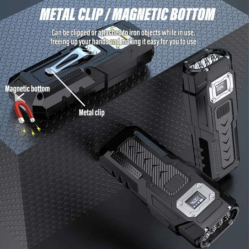 1pc Super Bright LED Flashlight Rechargeable Torch Portable Work Light Outdoor Camping Light with Hi