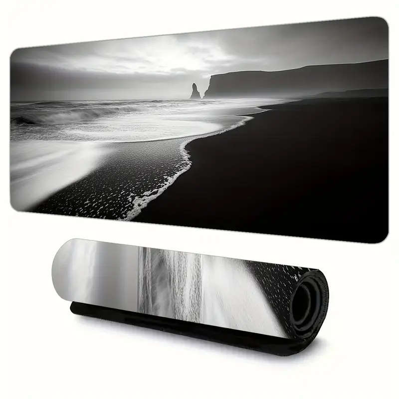 1pc 40x90cm Coastal Landscape Mouse Pad Non-Slip Waterproof Washable Desk Mat with Rubber Base