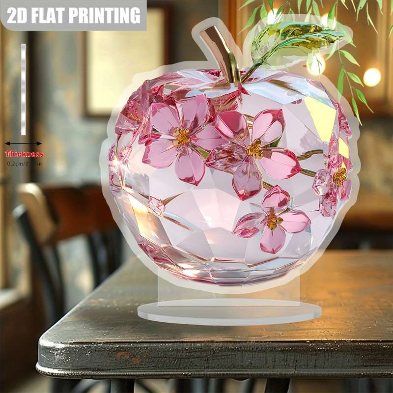 1pc 2D Flat  Printing  Printing One Apple Shape Crystal Sun Catcher Desktop Decoration Decor
