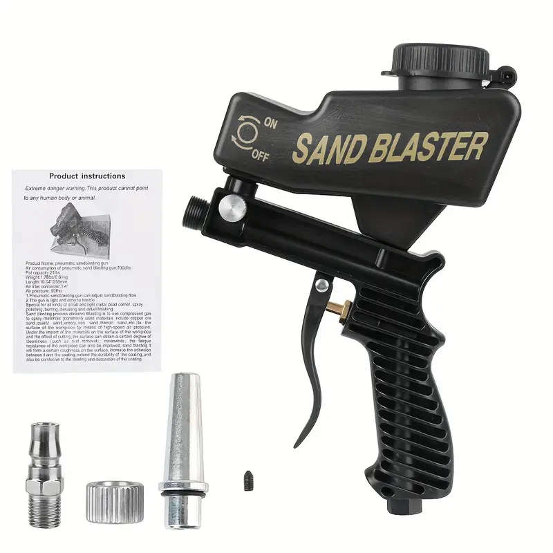 1pc Pneumatic Sandblasting Set Pneumatic Blasting Gun Set Handheld Portable Adjustable Blasting Mach