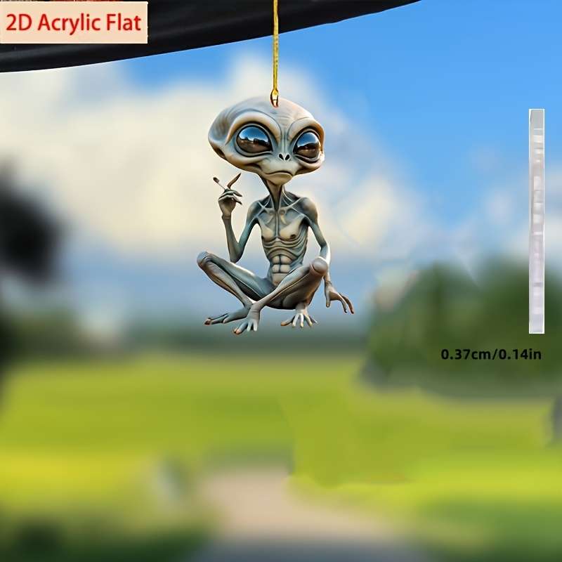 1pc 2D Flat   Cute Alien  Acrylic Car Hanging Decoration New Acrylic Material Keychain