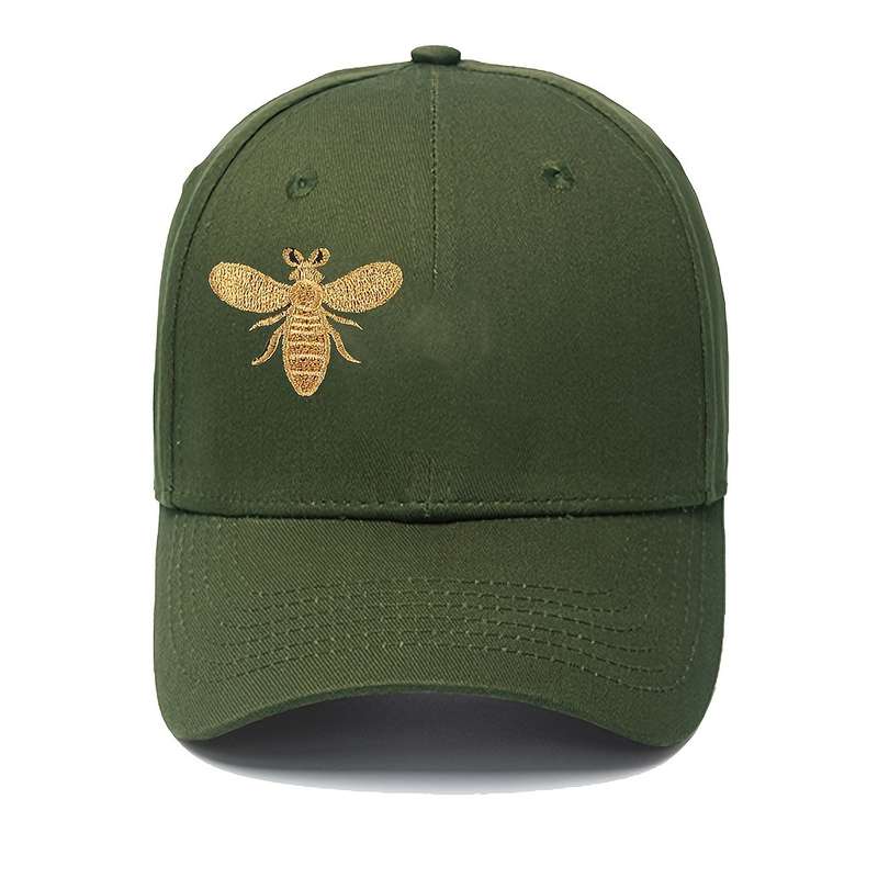 1pc Embroidered Bee Baseball Cap Stylish Sports Sun Protection Hat Adjustable Size Peaked Hat F