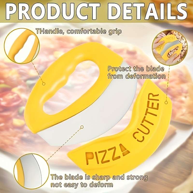 1pc SHAON Ultra Sharp Stainless Steel Pizza Cutter with Rocker Arm Lid Protective Cover Multif