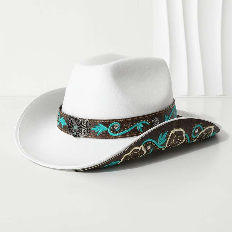 1pc Stylish Denim Hat with Embroidered Butterfly Design And Metal Studs Perfect for Dates Shoppin