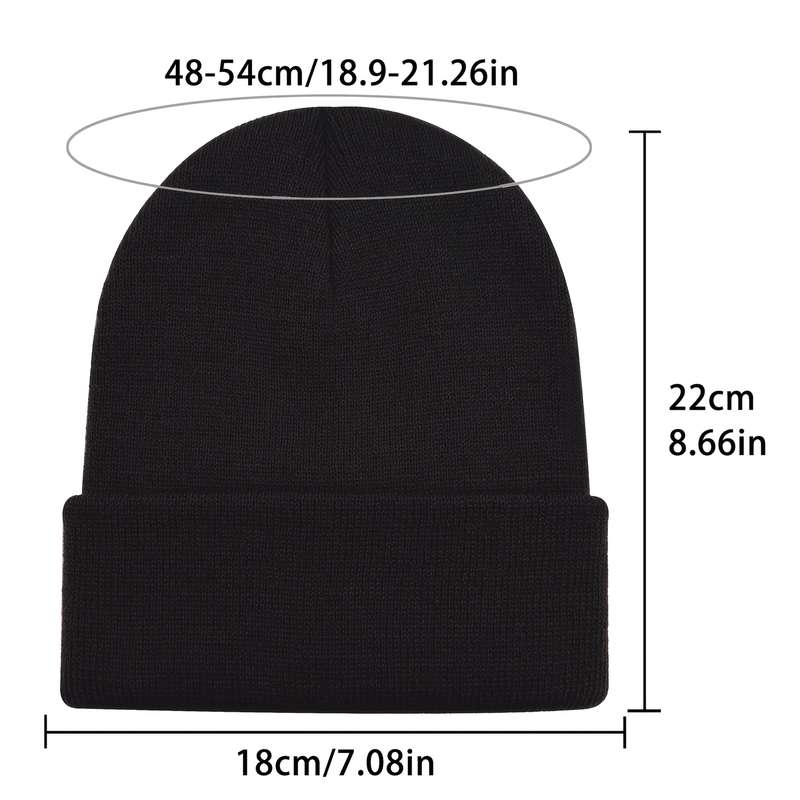 1pc Elegant Black Acrylic Beanie Y2K Style Knit Winter Cap Cozy Warm Fashionable Daily Wear Han
