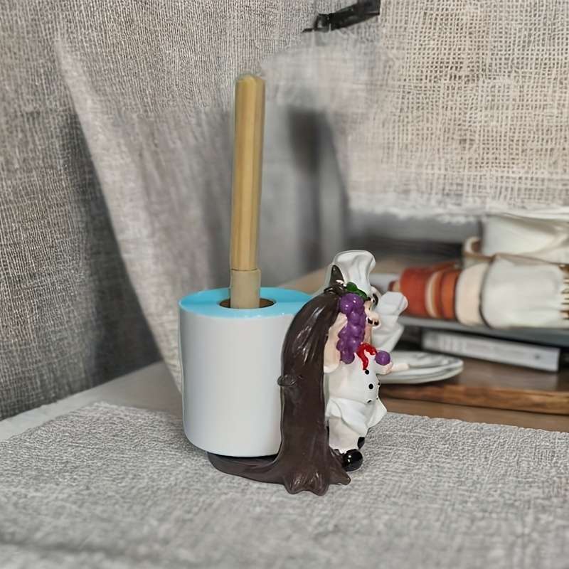 1pc Chef-Shaped Resin Paper Towel Holder Grapevine Design Free Standing Hanging No-Drill I