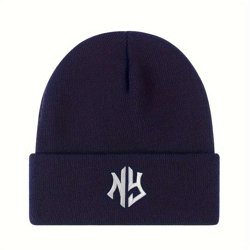 1pc Unisex Embroidered Letter Acrylic Knit Beanie Casual Style 100% Acrylic Warm Skull Cap for