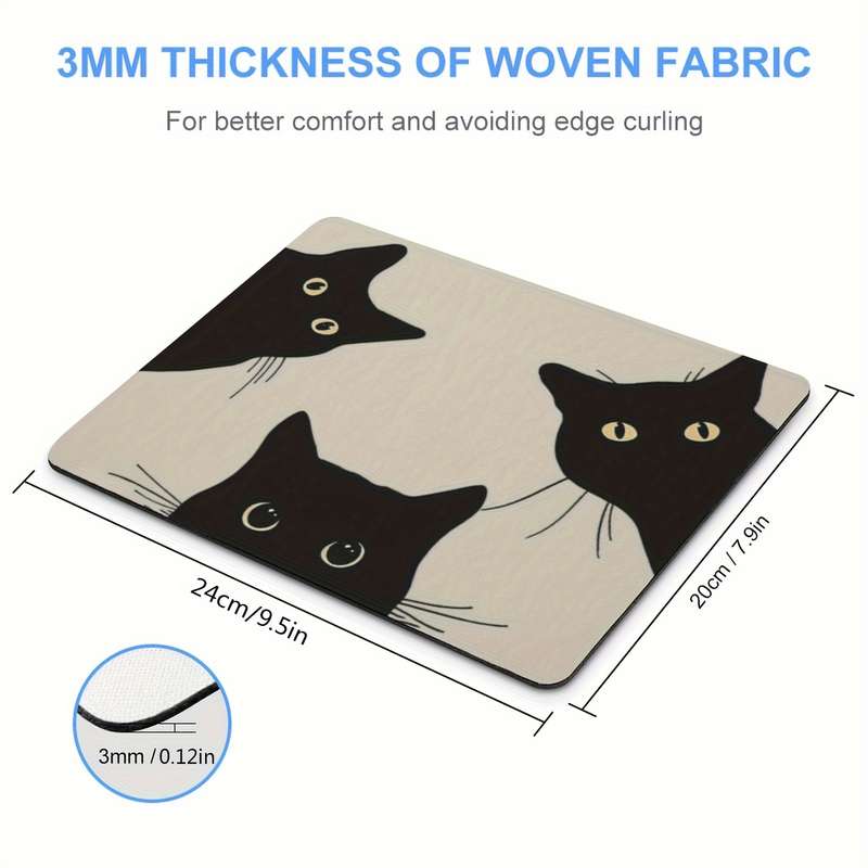 1pc of Three Black Cat Game Mouse Pads Rectangular Mouse Pads for Women and Girls w