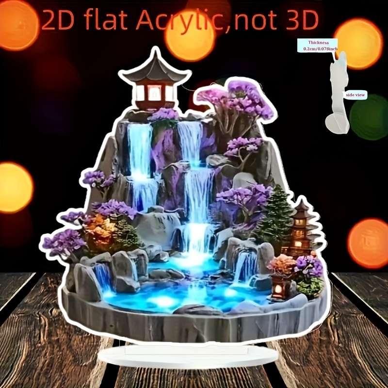 1pc 2D Flat  A  Design Featuring a Bohemian Acrylic Japanese Garden Tabletop Decoration Co