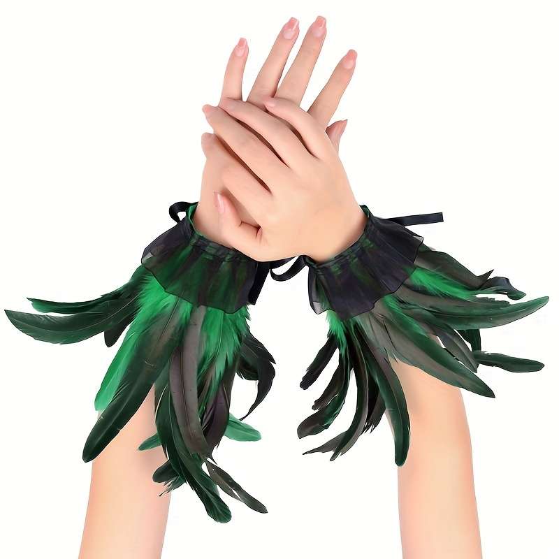 1 Pair Rose Red Feather Lace Hand Gloves