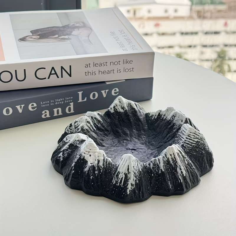 1pc Volcano Mountain Ashtray Rustic Plastic Irregular Shape Desktop Decor No Electricity Needed