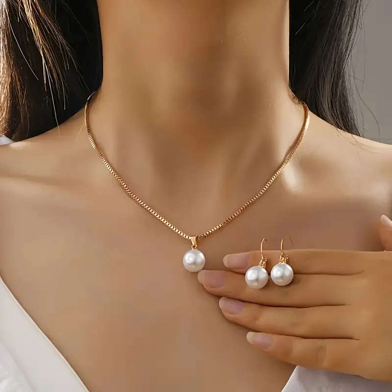 Elegant Faux Jewelry, Necklace and Earrings Set