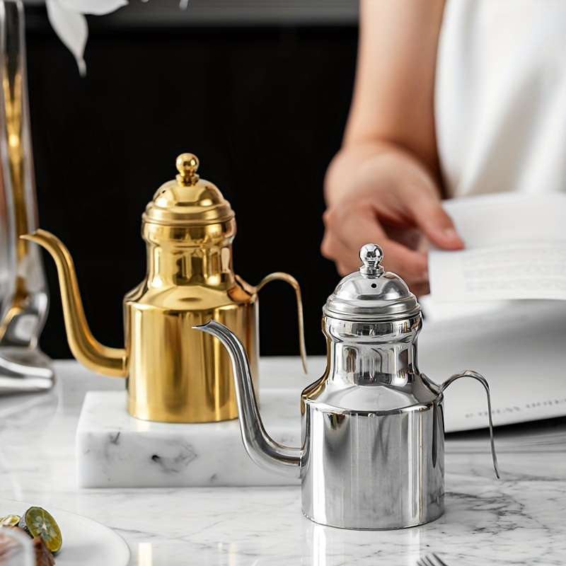1pc 304 Stainless Steel Oil Pot Large Tea And Coffee Pot Thick And Durable Seasoning Storage