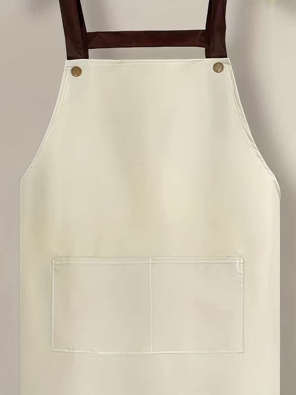 1pc Vintage Style Unisex Waterproof Oil-Proof Kitchen Apron with Wipe Pocket Solid Color PVC