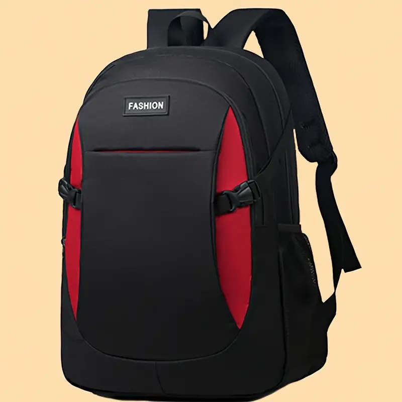 1pc Fashionable Large Capacity Backpack Casual Solid Color Nylon Material with Tassel Embellishment