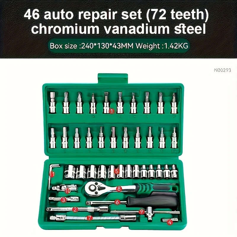 Ratchet wrench set 46 pieces with box