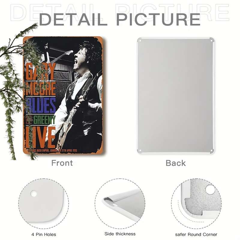 1pc 2D Gary Moore Blues Live Vintage Metal Tin Sign 30.48x20.32 cm Iron Wall Art Poster for Home a