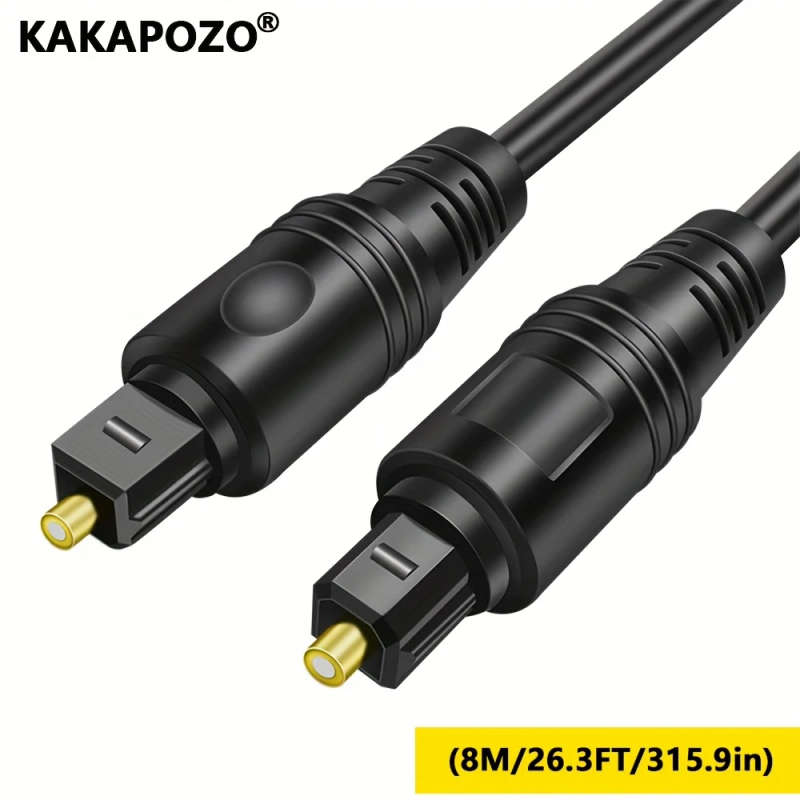 1pc 800cm Optical Audio Cable Black Fiber Optic Lead with Golden Connectors for Soundbars Amps Home