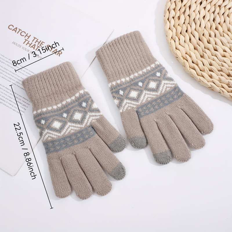 1 Pair Beige Color Warm Gloves
