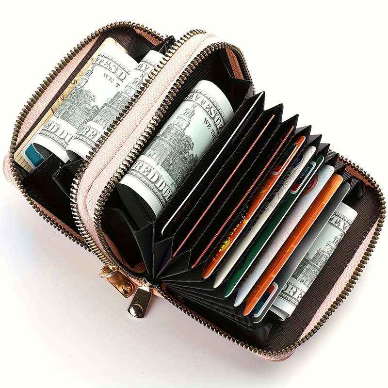 1pc DEABOLAR Cute Capybara Double Zipper Wallet Pink Faux Leather Credit Card Holder with "Be