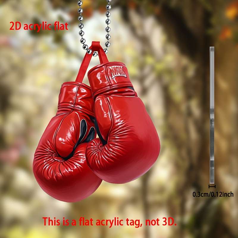 1pc 2D Flat  Sporty Boxing Glove  Acrylic Pendant Versatile Car Rearview Mirror Charm Keycha