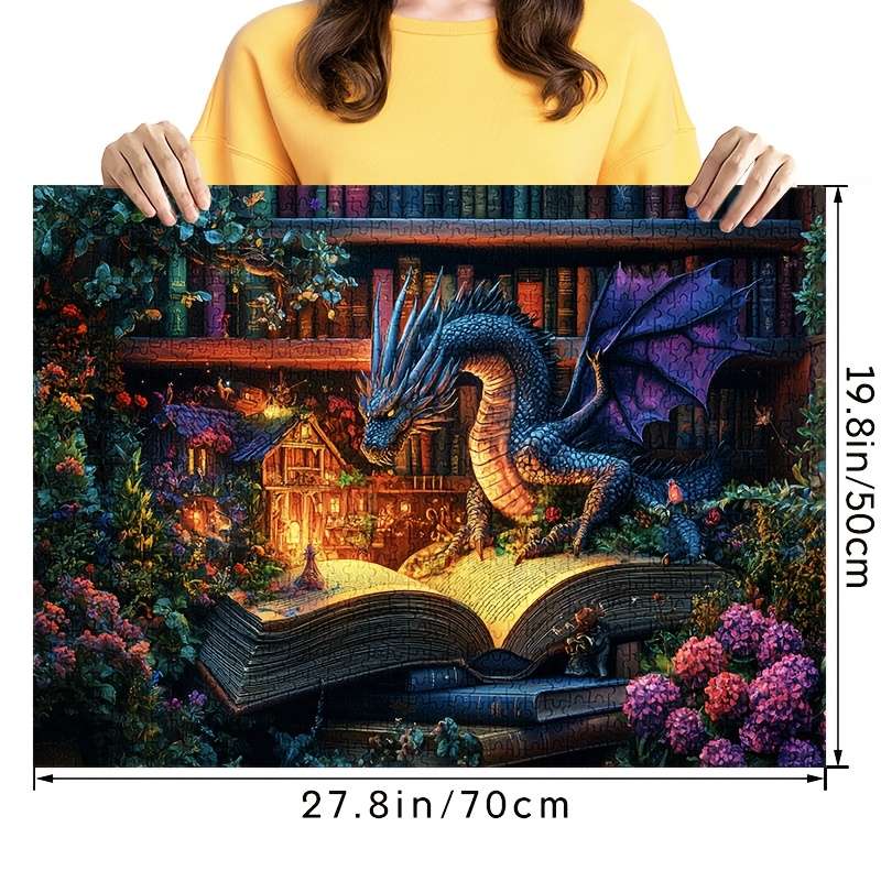 1000pcs Enchanted Dragon Study Jigsaw Puzzle Scratch-Resistant Advanced Skill Leve