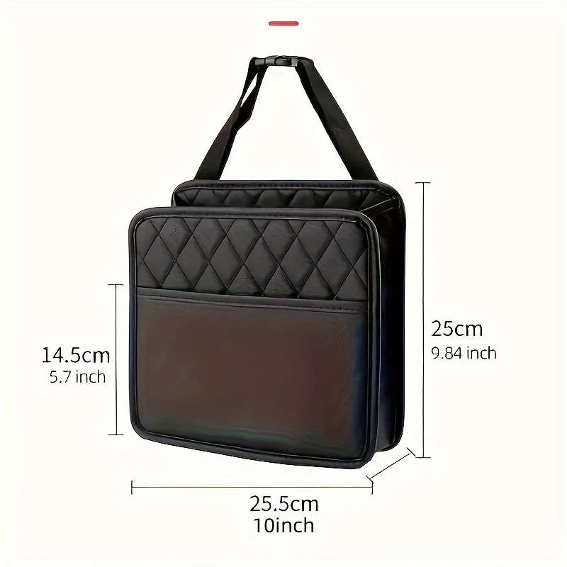 1pc Premium Faux Leather Car Seat Organizer Spacious Durable Easy-Clean Storage Bag for All Vehicles