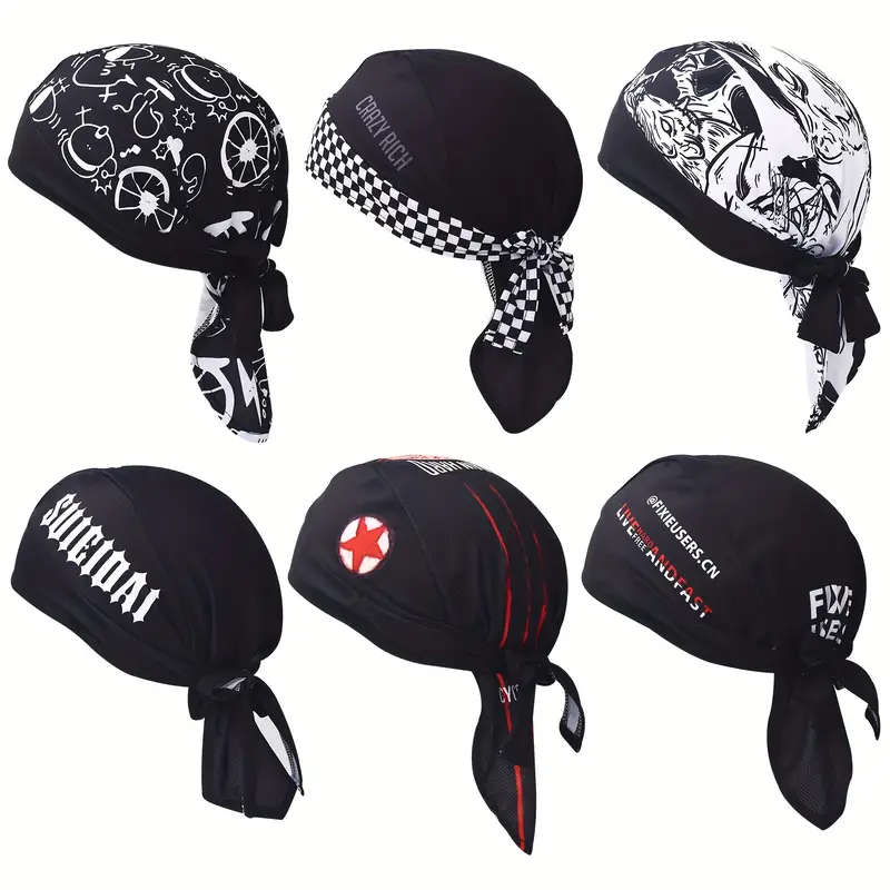 1pc Breathable Quick-Dry Black Pirate Cycling Headscarf For Professional Road And Mountain Bikers