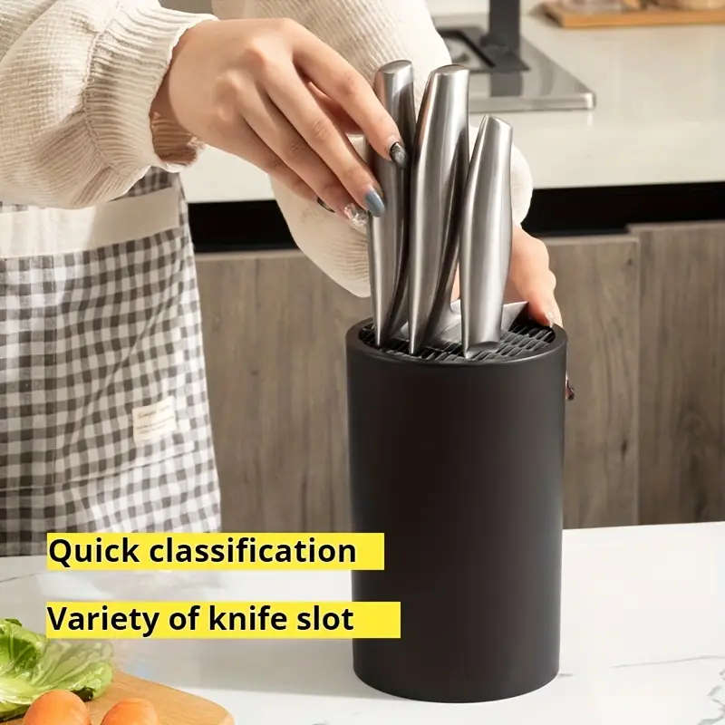 1pc Multifunctional Knife Block Detachable Easy-Clean Plastic Knife Storage Holder Kitchen Utensil O