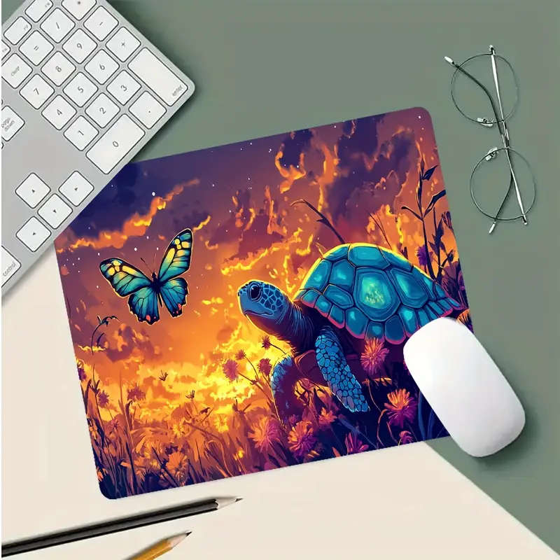 1pc 21x26cm Sea Turtle Butterfly Dreamy Dusk Mouse Pad Romantic Fantasy Fashionable