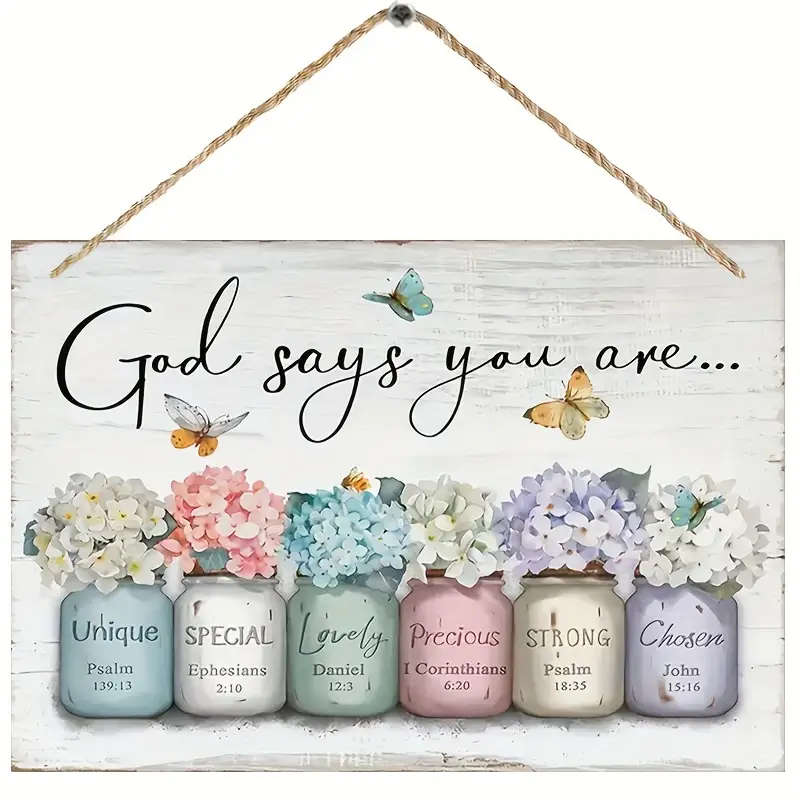 1pc Vintage Inspirational Bible Verse Wooden Wall Art Square Framed Print for Living Room  Bedroom D