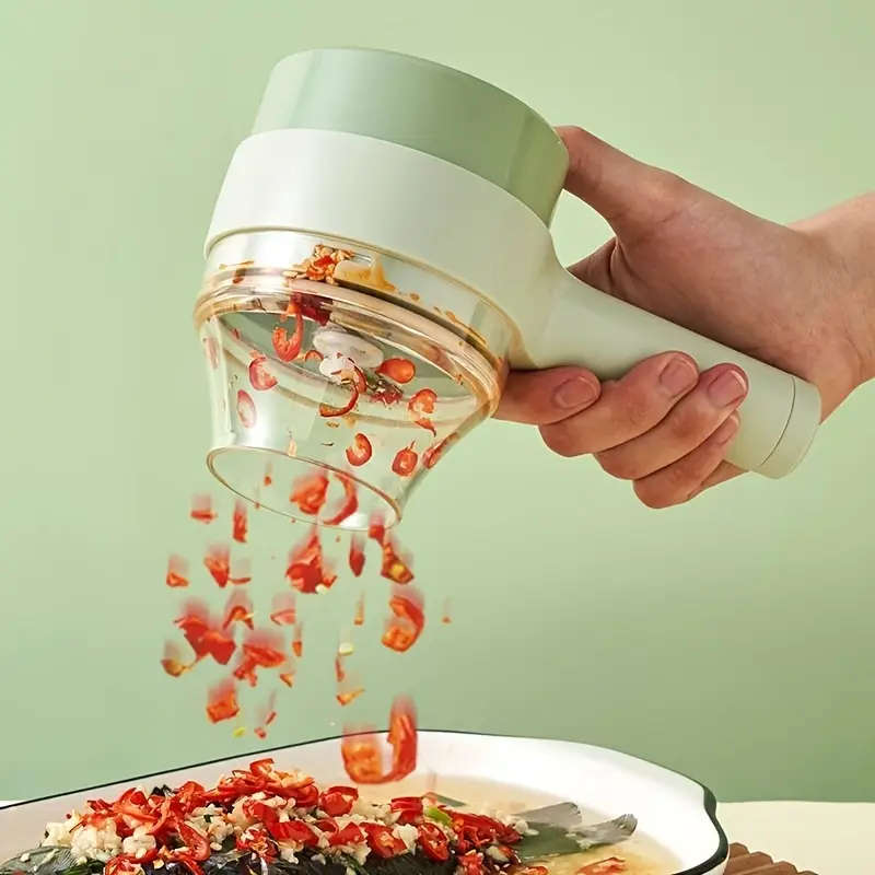 Handheld Electric Food Cutter Set with Rechargeable Lithium Battery, USB Charging, Stainless Steel B