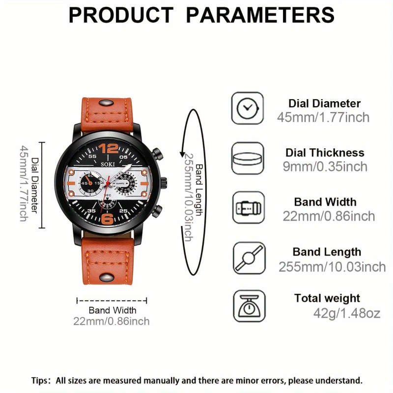 1pc Men Watch Casual Faux Leather Strap Number Date Quartz Wristwatch Fashion Men Watches for Man Si
