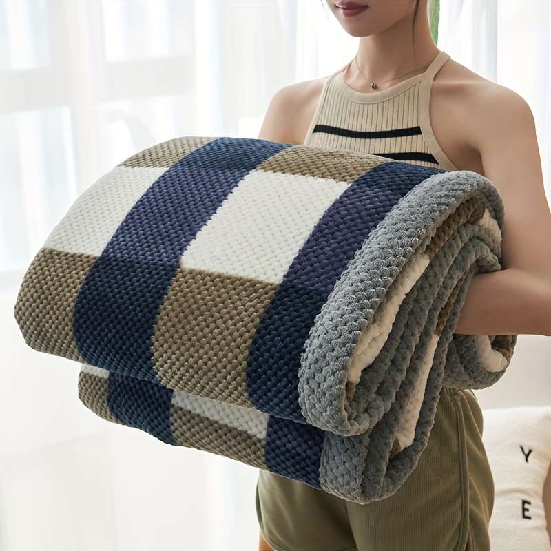 1ps Blanket Color Large Square Blue size 120.14cmx200.15cm