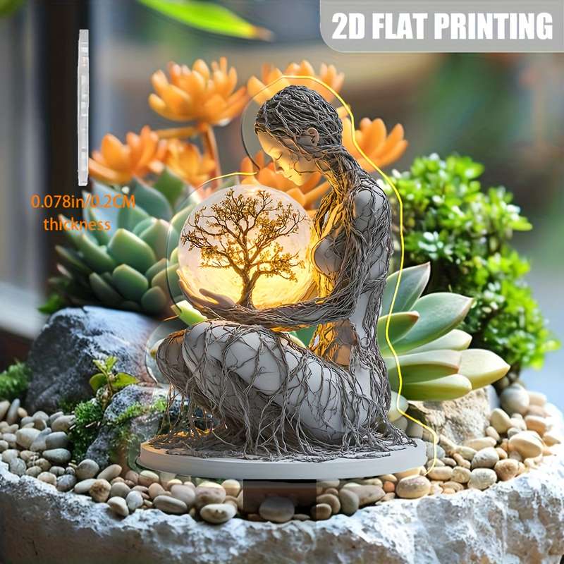 1pc 2D Flat   Forest Goddess Acrylic Garden Sign Windproof and Rainproof Outdoor Decoration