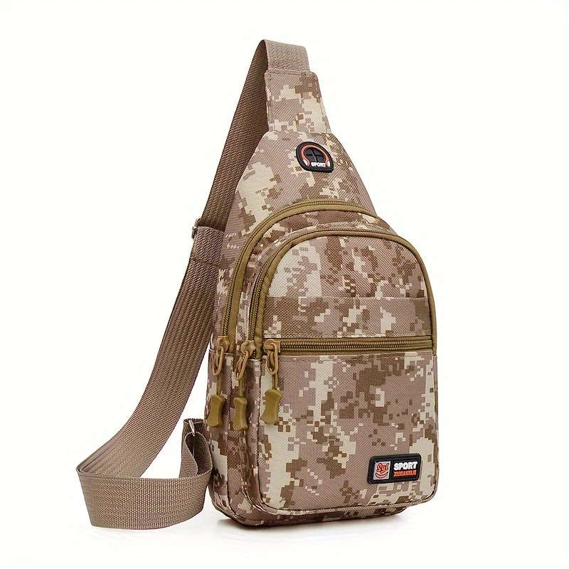 1pc Fashionable Canvas Tactical Chest Pack with Digital Camouflage Design Perfect for Outdoor Advent