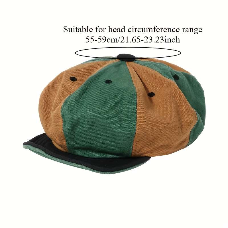 1pc Vintage-Inspired Two-Tone Beret Cap Adjustable Lightweight Painter Hat with Soft Brim Hand-