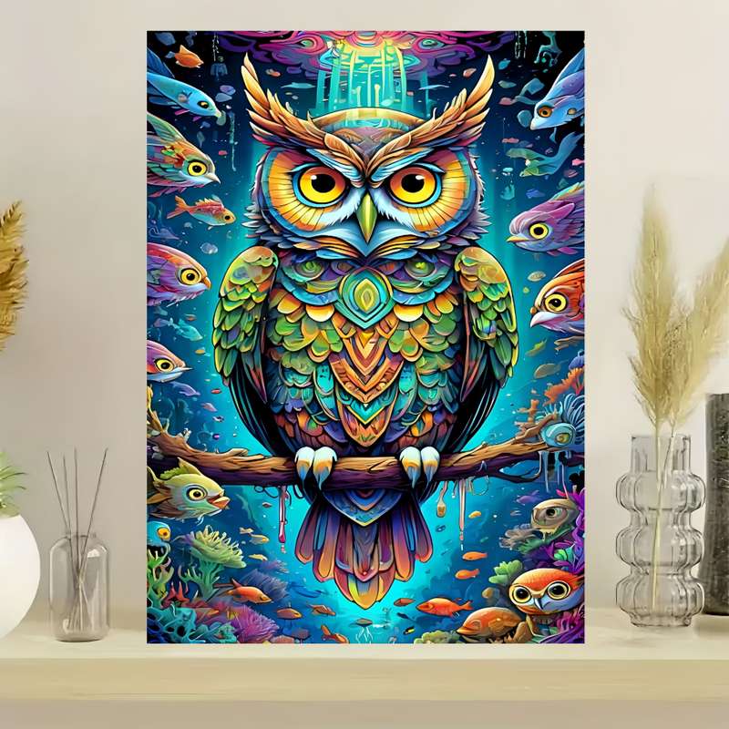 1000pcs Thick Durable Owl-Themed DIY Jigsaw Puzzle for Adults 19.7 x 27.5 White C