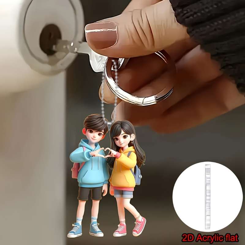 1pc 2D Flat Car Hanging Ornaments Flat  Heartfelt Couple Acrylic Keychain  Hanging Orn