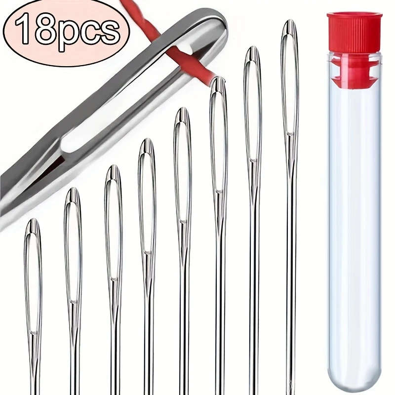 18pcs Large-Eye Sewing Needles Specially Designed for Home Use
