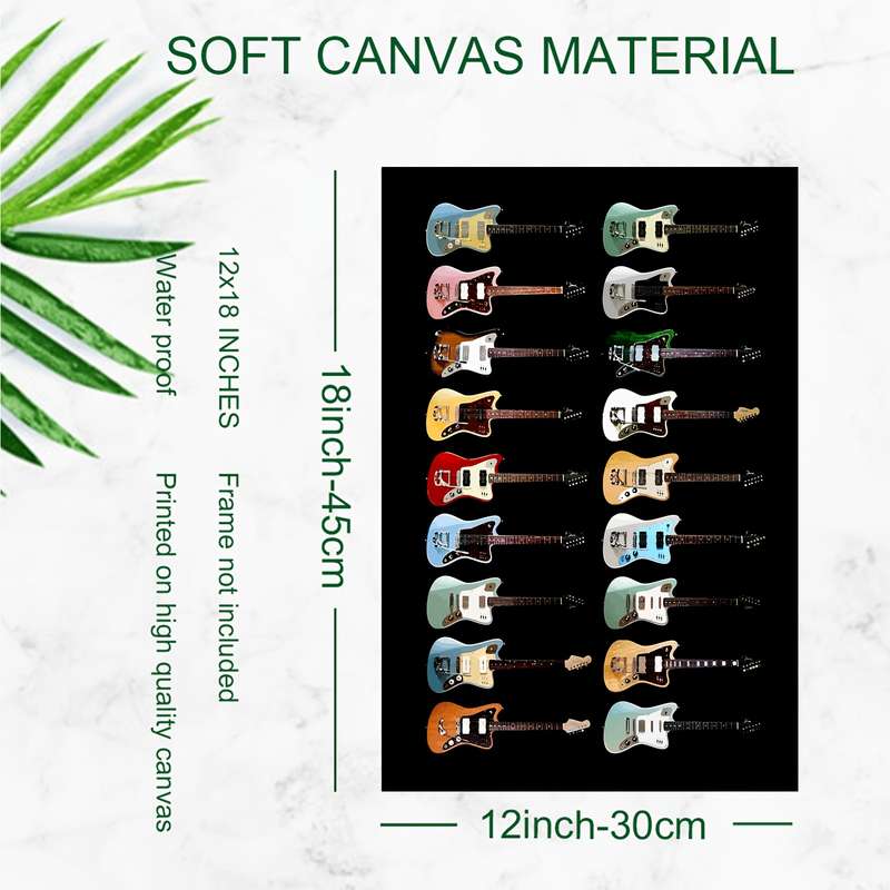 1pc Vibrant Guitar Collection Canvas Art Print 30.48x45.72 cm Frameless Wall Decor Colorful Elec